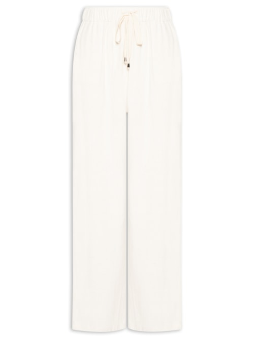 Calça Feminina Pantalona Com Linho - Off White