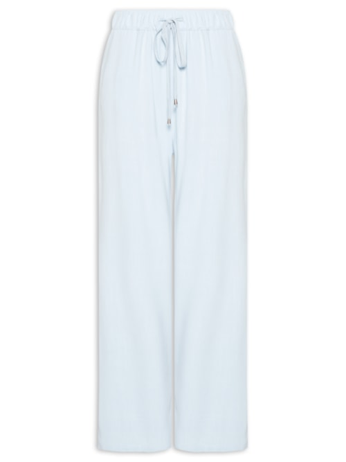 Calça Feminina Pantalona Com Linho - Azul