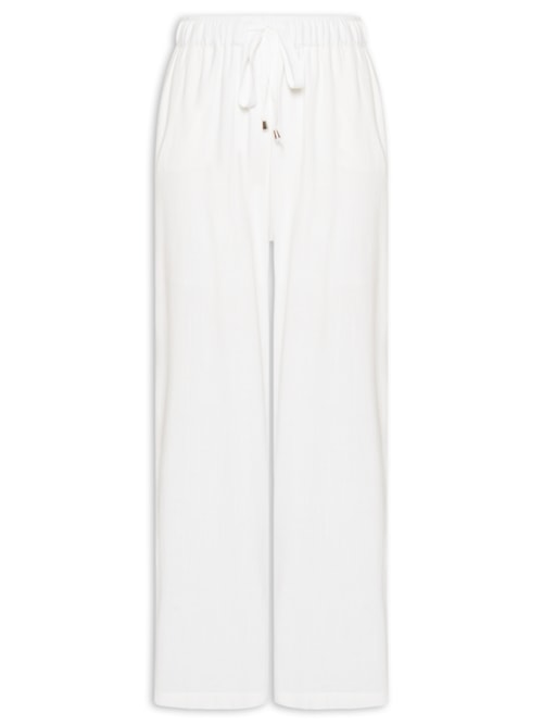 Calça Feminina Pantalona Com Linho - Branco