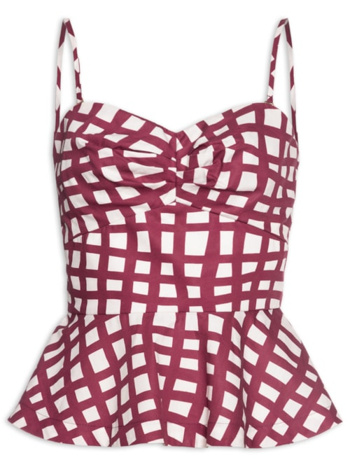 Blusa Feminina Tricoline Est Trama Vinho - Vermelho Blusa Feminina Tricoline Est Trama Vinho - Vermelho