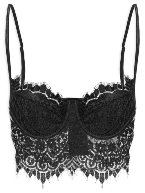 Top Feminino Em Renda - Preto Top Feminino Em Renda - Preto
