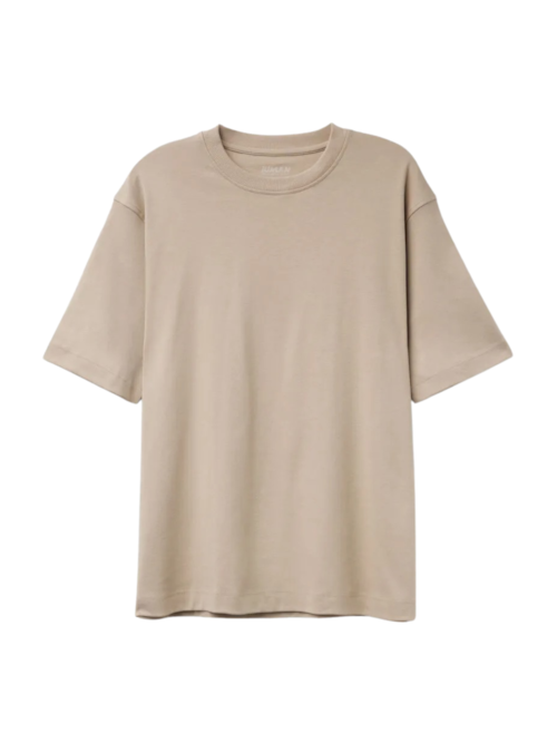 Camiseta Oversized Interlock Em Algodão - Bege Camiseta Oversized Interlock Em Algodão - Bege