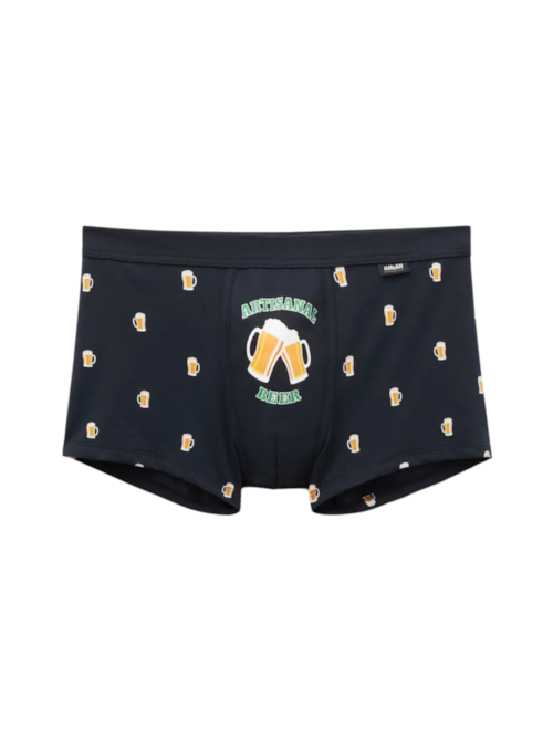 Cueca Boxer Com Estampa De Cerveja Em Algodão Supima - Azul Cueca Boxer Com Estampa De Cerveja Em Algodão Supima - Azul