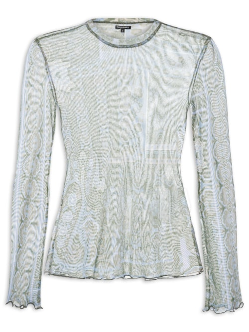 Blusa Feminina Tule Paisley - Azul Blusa Feminina Tule Paisley - Azul