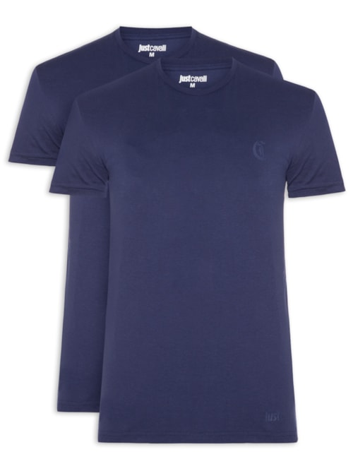 Kit Camisetas Masculinas 2 Peças Short Sleeve - Azul Kit Camisetas Masculinas 2 Peças Short Sleeve - Azul