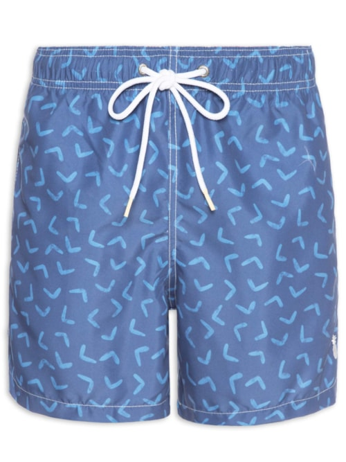 Short Masculino De Praia Estampa Graphic - Azul