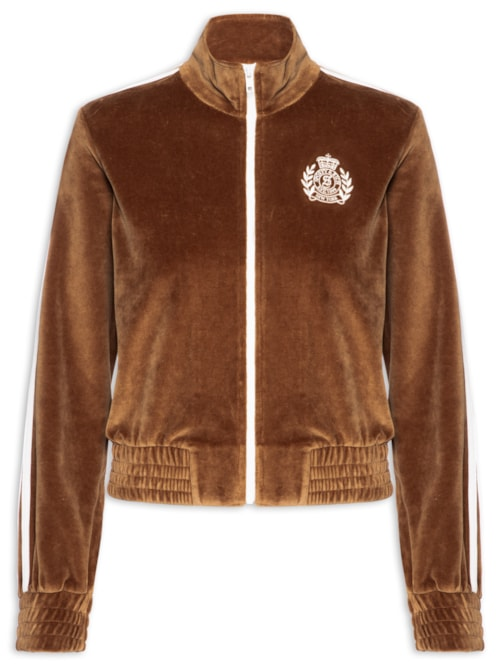 Jaqueta Feminina Sportswear Velour Track - Marrom