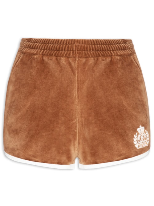 Short Feminino NY Crest Velour Track - Marrom