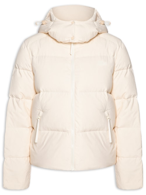 Jaqueta Feminina Puffer Com Capuz - Bege