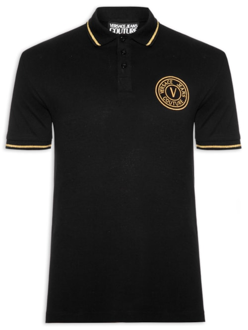 Polo Masculina Embroidered V-Emblem Shirt - Preto