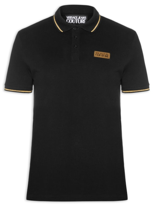 Polo Masculina Logo Plaque Shirt - Preto Polo Masculina Logo Plaque Shirt - Preto