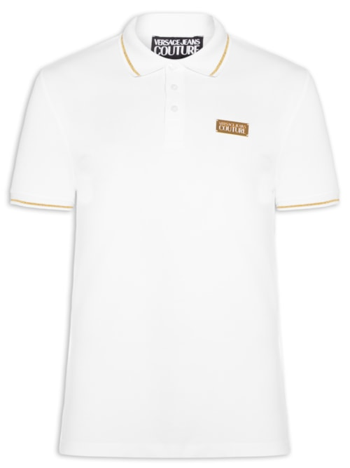 Polo Masculina Logo Plaque Shirt - Branco Polo Masculina Logo Plaque Shirt - Branco