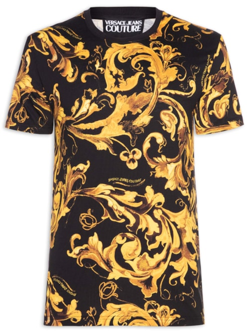 Camiseta Masculina Slim-Fit Porcelain Barocco All Over - Preto