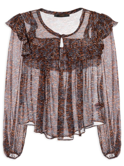 Blusa Feminina Com Babados Est Fig Fly Color - Roxo Blusa Feminina Com Babados Est Fig Fly Color - Roxo