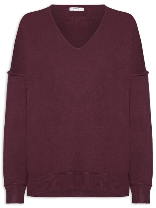 Suéter Feminino Tricot Oversized Decote V - Vermelho Suéter Feminino Tricot Oversized Decote V - Vermelho