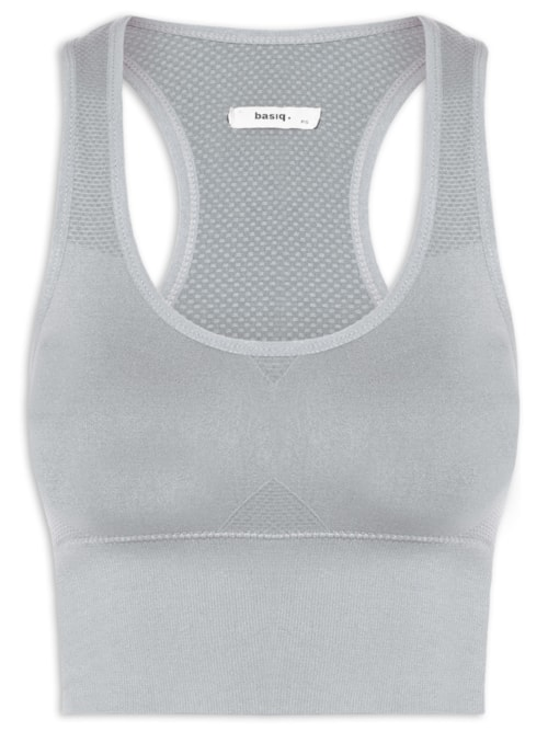 Top Feminino Fitness Com Bojo Removível - Cinza Top Feminino Fitness Com Bojo Removível - Cinza