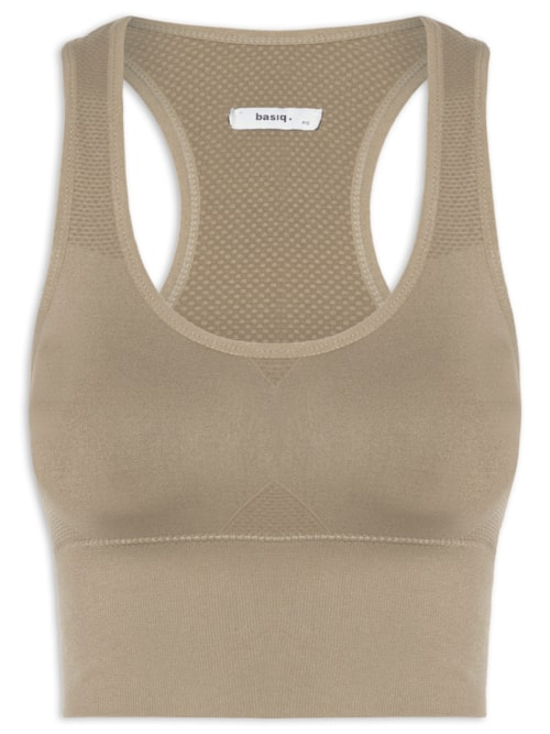 Top Feminino Fitness Com Bojo Removível - Bege Top Feminino Fitness Com Bojo Removível - Bege