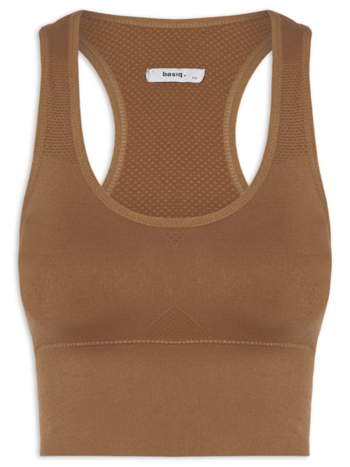 Top Feminino Fitness Com Bojo Removível - Marrom Top Feminino Fitness Com Bojo Removível - Marrom