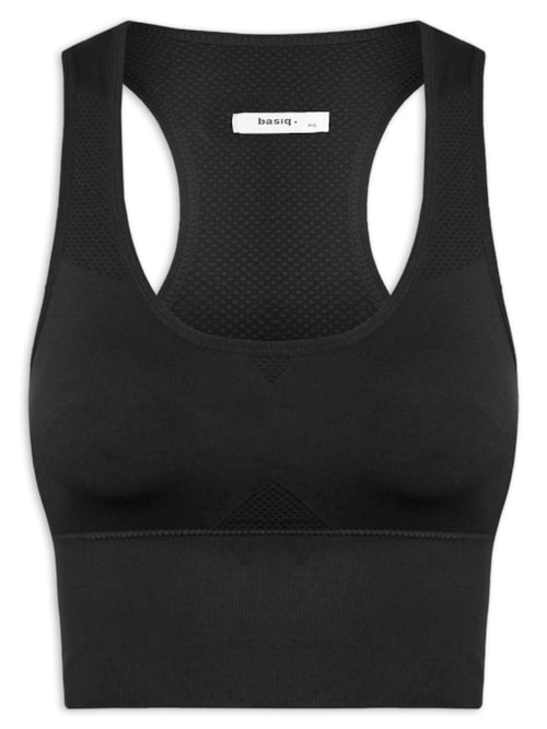 Top Feminino Fitness Com Bojo Removível - Preto Top Feminino Fitness Com Bojo Removível - Preto
