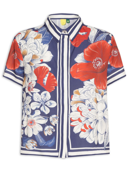 Camisa Feminina Vera Lenço - Azul Camisa Feminina Vera Lenço - Azul