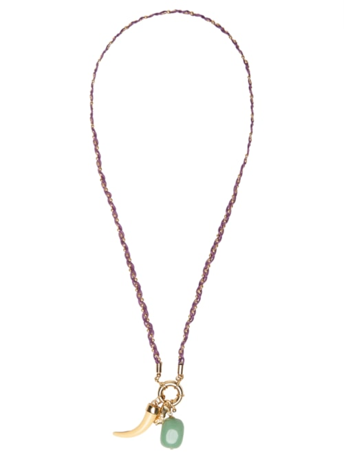 Colar Feminino Curto Dente Resina - Roxo Colar Feminino Curto Dente Resina - Roxo