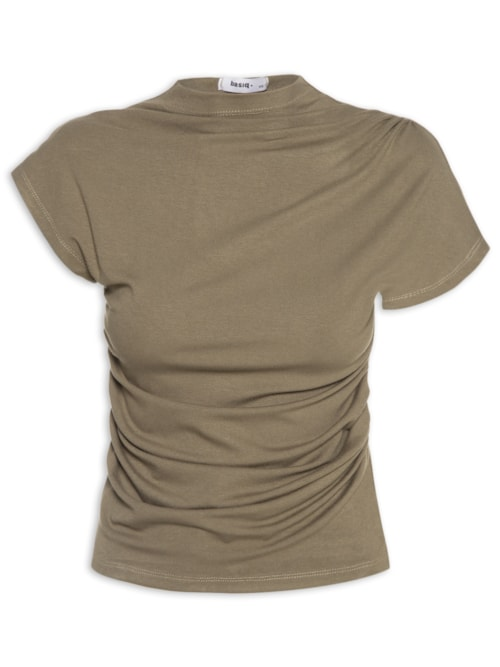 Blusa Feminina Drapeada Assimétrica - Bege Blusa Feminina Drapeada Assimétrica - Bege