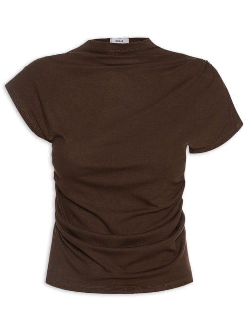 Blusa Feminina Drapeada Assimétrica - Marrom Blusa Feminina Drapeada Assimétrica - Marrom