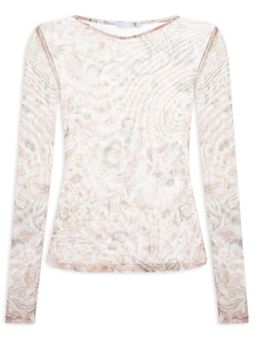 Blusa Feminina Manga Longa em Tule - Rosa Blusa Feminina Manga Longa em Tule - Rosa