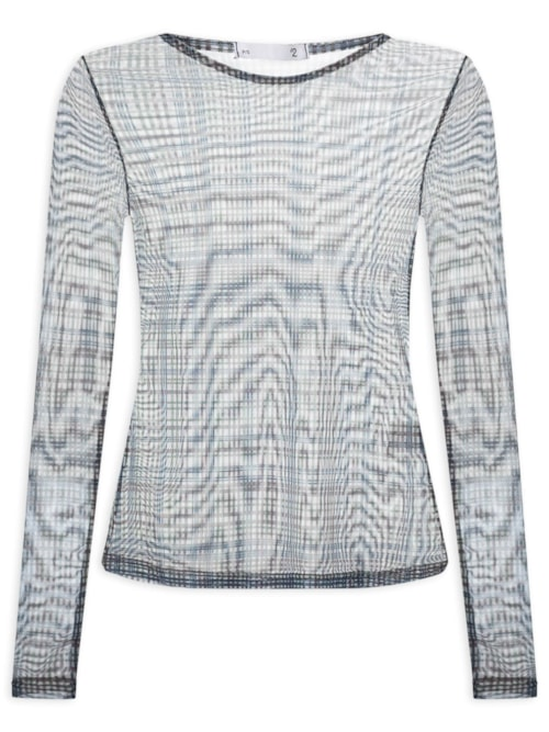 Blusa Feminina Manga Longa em Tule - Azul Blusa Feminina Manga Longa em Tule - Azul