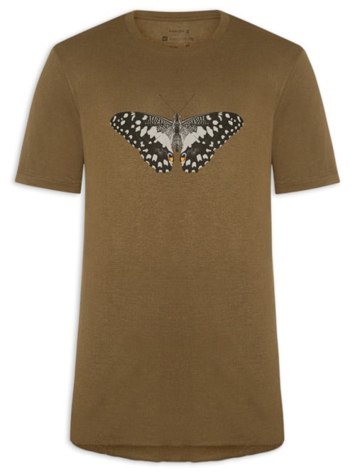 Camiseta Masculina Manga Curta Light Linen Butterfly - Marrom Camiseta Masculina Manga Curta Light Linen Butterfly - Marrom