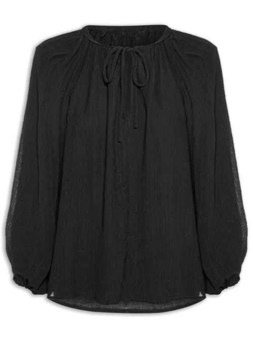 Bata Feminina Manga Bufante - Preto Bata Feminina Manga Bufante - Preto