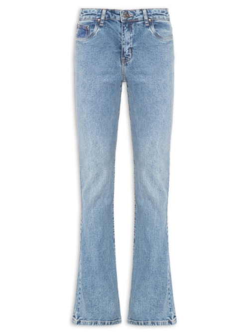 Calça Feminina Jeans Boot Basic Midi Travetes - Azul