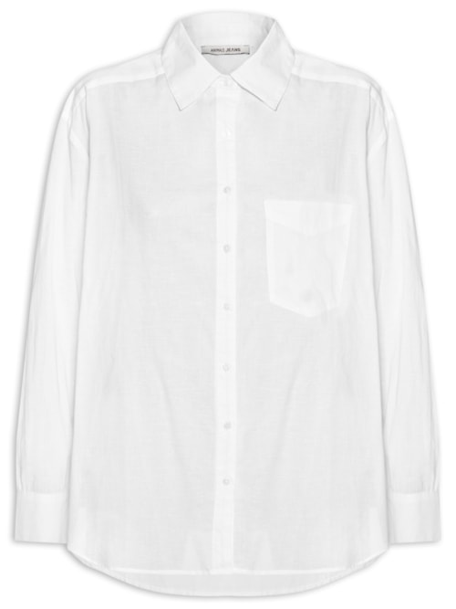 Camisa Feminina Básica Com Bolso - Branco Camisa Feminina Básica Com Bolso - Branco