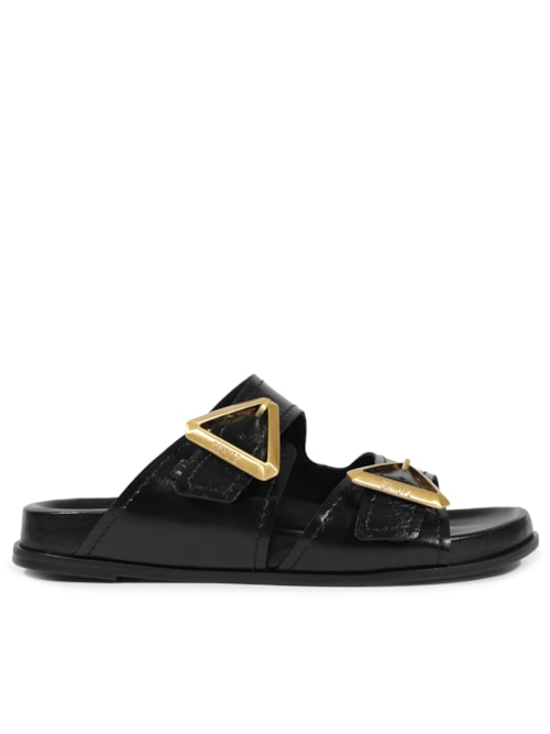Sandália Feminina Papete Triangle Couro - Preto Sandália Feminina Papete Triangle Couro - Preto