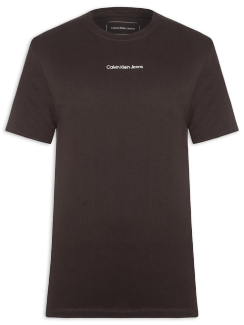 Camiseta Masculina Manga Curta Logo Centralizado - Marrom