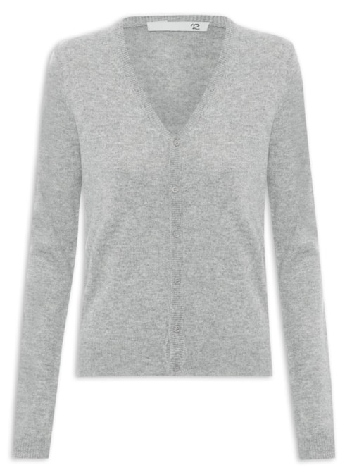 Cardigan Feminino Puro Cashmere - Cinza Cardigan Feminino Puro Cashmere - Cinza