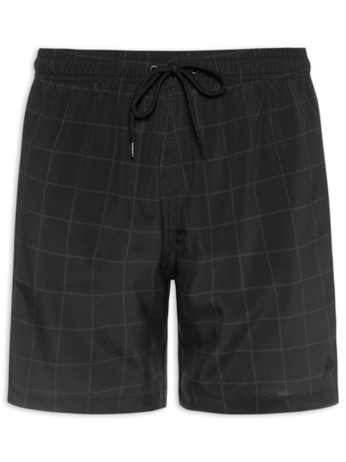 Shorts Masculino Praia Estampado Quadros - Preto