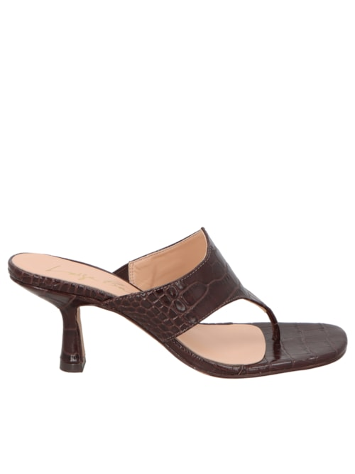 Sandália Feminina Em Couro Croco - Marrom Sandália Feminina Em Couro Croco - Marrom