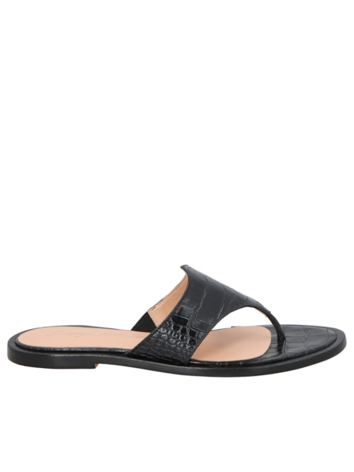 Sandália Feminina Rasteira Croco - Preto Sandália Feminina Rasteira Croco - Preto