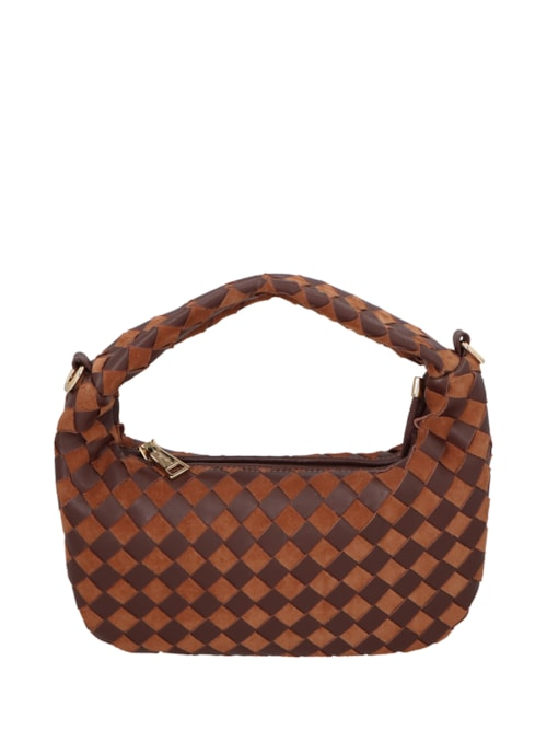 Bolsa Feminina Em Tressê De Camurça Média - Marrom Bolsa Feminina Em Tressê De Camurça Média - Marrom
