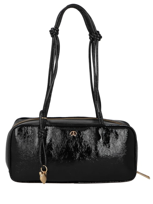 Bolsa Feminina Média Verniz Alças de Nó - Preto Bolsa Feminina Média Verniz Alças de Nó - Preto