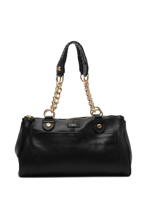 Bolsa Feminina Tote Couro Grande - Preto