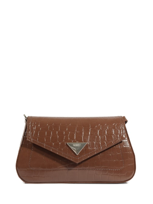 Bolsa Feminina Tiracolo Pequena Croco - Marrom Bolsa Feminina Tiracolo Pequena Croco - Marrom