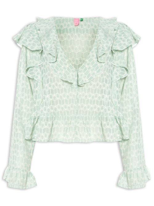 Bata Feminina Fluida Babados Coqueirinho - Verde Bata Feminina Fluida Babados Coqueirinho - Verde