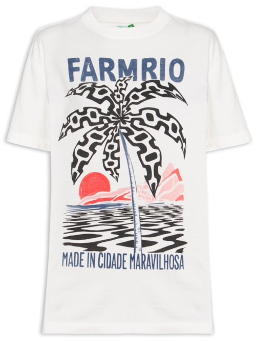 Camiseta Feminina Média Coqueiro Calçadão - Branco - Farm