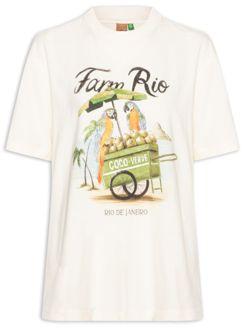 Camiseta Feminina Média Carrinho De Coco - Branco Camiseta Feminina Média Carrinho De Coco - Branco