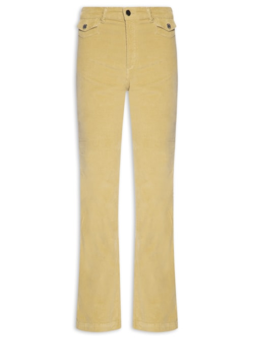 Calça Feminina Flare De Veludo Bolso - Bege