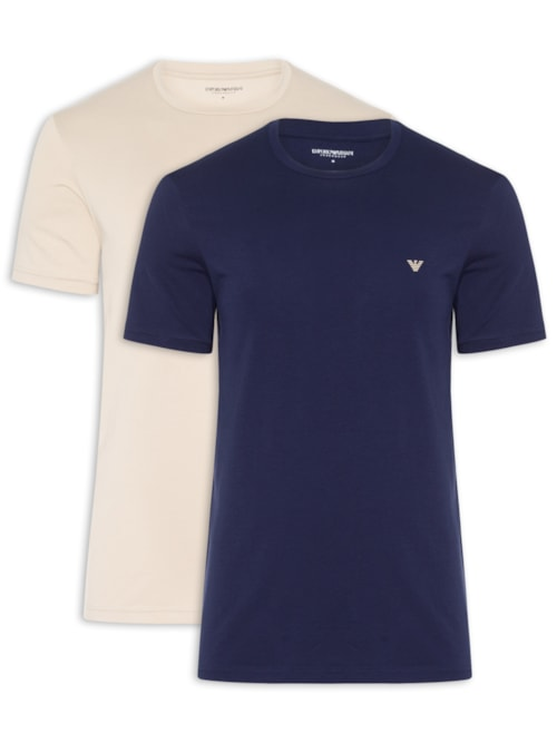 Kit 2 Camisetas Masculinas Pack Top 2 Peças - Azul Kit 2 Camisetas Masculinas Pack Top 2 Peças - Azul