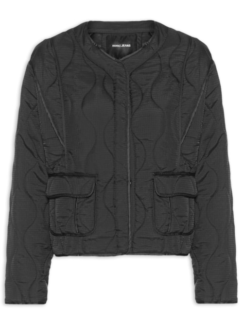 Jaqueta Feminina Nylon Matelasse Vivo Estampado - Preto Jaqueta Feminina Nylon Matelasse Vivo Estampado - Preto