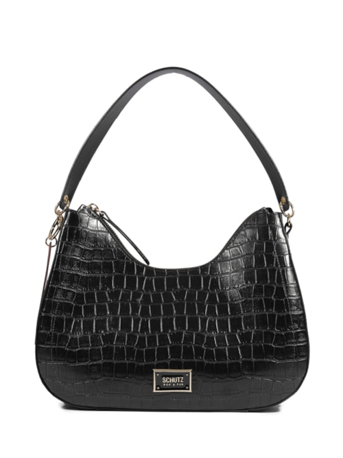 Bolsa Feminina Shoulder Média Croco - Preto Bolsa Feminina Shoulder Média Croco - Preto